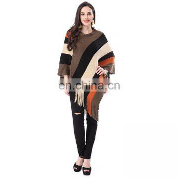 European Style Ladies Irregular Design Pullover Poncho Sweater With Tassel photo-4