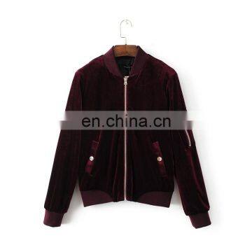 Women Blank Velvet Bomber Jackets Wholesale