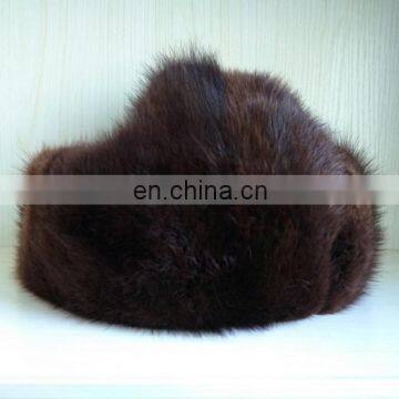 Muskrat Fur Trapper Hat With Cloth Top for Winter Wear photo-5