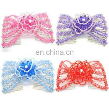 lady hair accessory magic beaded metal teeth comb
