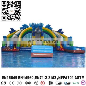 High quality inflatable bounce round with water slide for sale