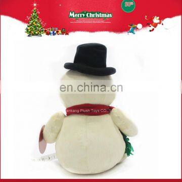 Christmas Plush White Snowman With Red Scarf and Black Hat photo-4