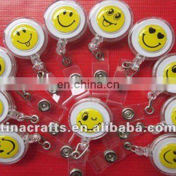 Smile face Retractable badge reel