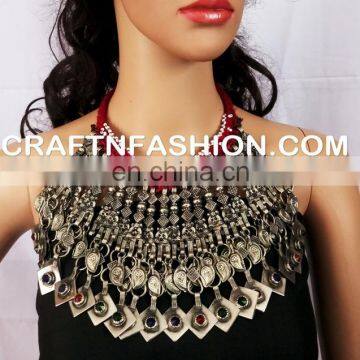 Afghani Bohemian Handcarfted Necklace Designer Tribal Long Bell 1960s Handmade Necklace,BY Megh Craft photo-2