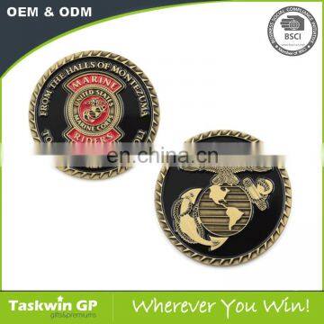 Customized cheap price for 2D logo on both sides with antique gold finished challenge coin