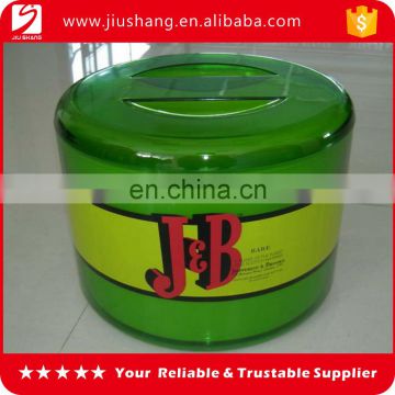 Personalized printed logo round plastic ice bucket with lid