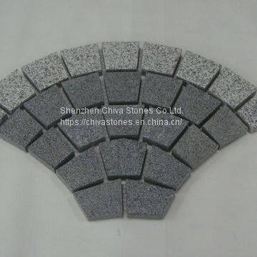 Black Grey Granite Cobble Stone Brick Fan Shape Outdoor Road Heavy Duty Pavers China Supplier Prices photo-2