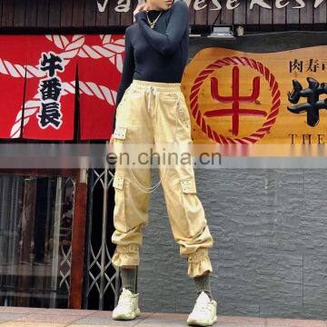 TWOTWINSTYLE Casual Trousers For Women High Waist Bandage Chain Eyelets Elastic Ankle Length photo-3