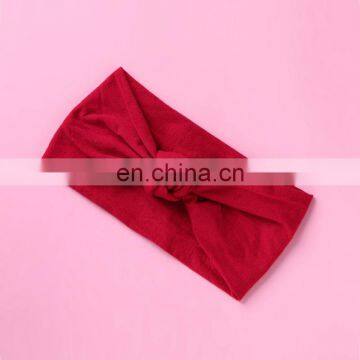 Baby Knot Soft Nylon Headband Girl Hairband Solid Color Kids Tulband Hair Accessories 27colors photo-4