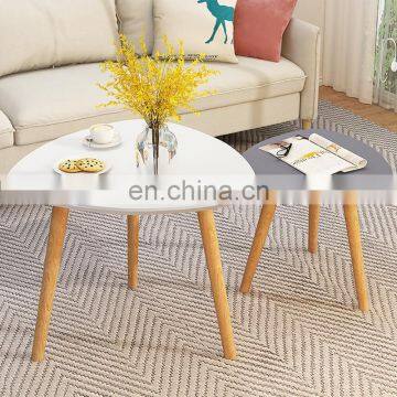 Triangles and Round White Solid Wood Side Coffee Table Modern Nordic Oval Oak Coffee Table for Office and Home photo-5