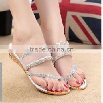 Factory price new 2016 female slippers Net yarn diamond Sweet slippers wholesale