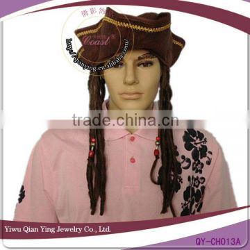 Black party Captain jack hat with wig