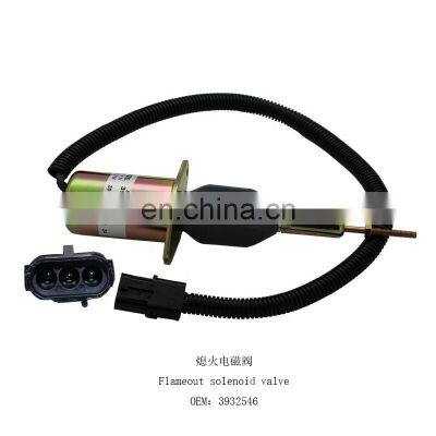 3932546 Electric parts Flameout Solenoid Valve for excavator stop Solenoid valve