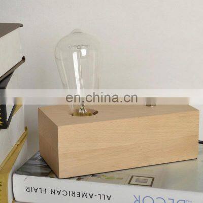 2021 Vintage Table Lamp Wooden Bedroom Side Desk Light Simple Led Decorative Table Lamps for Home Sidetab
