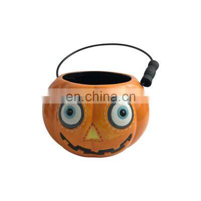 pumpkin ceramic halloween bucket basket