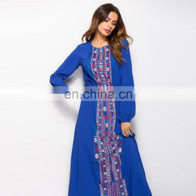 Boho Long Sleeve Maxi Women Dress Bohemian Elegant Casual Long Dresses Muslim Khaki Grey Loose Autumn Fashion Clothes New photo-4