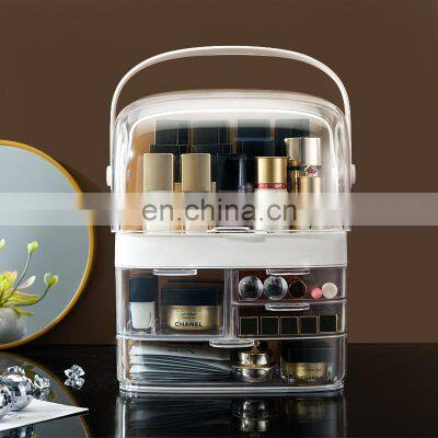 2021 amazon hot make up organiser rotating Premium cosmetic case makeup organis acrylic cosmetic 4 drawers makeup organiser