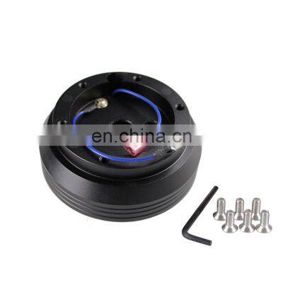AOSU Black Aluminum 6 Hole Steering Wheel Base Connection Adapter Quick Release Hub Boss Kit For Mitsubishi