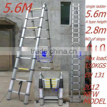 new model aluminum telescopic ladder 5.6m=9+9=18 steps
