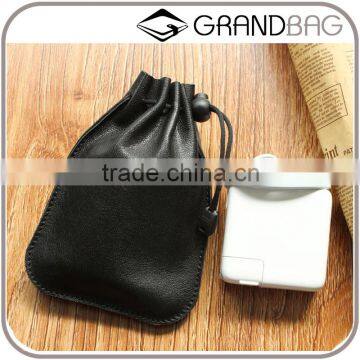 customized sheep leather portable phone charger organizer bag for phone power source for macbook's charger