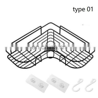 With Suction Cup Bathroom Accessories Wrought Iron Shampoo Storage Rack Holder Kitchen Punch Corner Frame Shower Corner Shelf photo-2