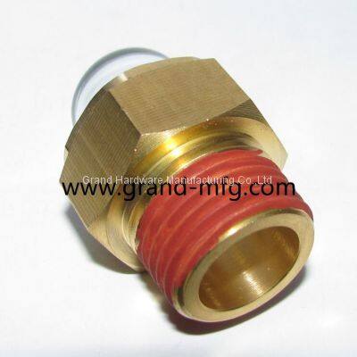 NPT threaded 1/2 inch brass domed shaped liquid oil sight glasses supplier for trucks