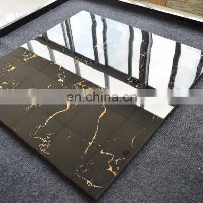 Dubai Building Ceramics Wear Resistant Black Gold Marble Floor Tile