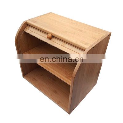 Natural Double-deck Bamboo Storage Bread Box Multi-purpose Bamboo Storage Box Home Storage & Organization Pantry Organizer