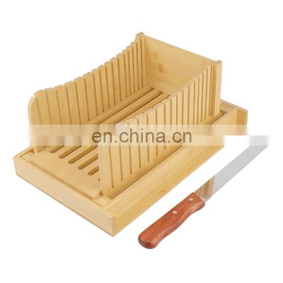 Bamboo Bread Slicer Homemade Bread with Crumb Tray And Knife