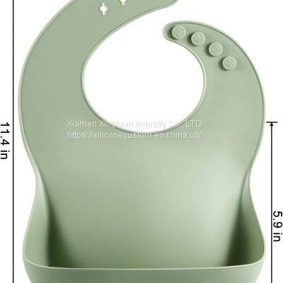Soft Adjustable Baby Silicone Feeding Set Bubs Custom Logo Baby Bibs photo-3