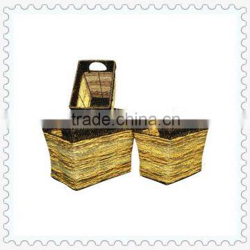 3pcs/set stackable seagrass handle rectangular woven storage basket