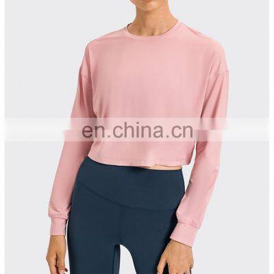 Autumn Winter New Long Sleeve Jacquard Knit Sweatshirt Fitness Ladies Woman Yoga Gym Crop Tops Fashionable Pullover photo-5