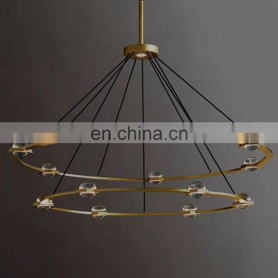 Customized K9 Crystal Clear Chandelier Large LED Pendant Light Fixture Spiral Sphere Steel Glass Staircase Lights for Office