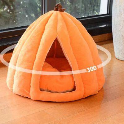 MEOW LOVE Cat Four Seasons Universal Bed Dog Closed Safe Sleeping Nest Escape House Pumpkin Thickened photo-2