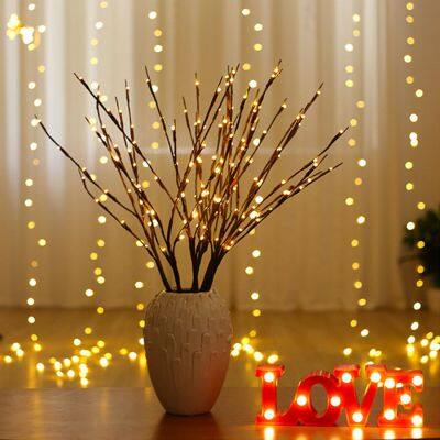 20 Bulbs LED Willow Branch Christmas artificial tree Battery Powered Tall Vase Filler Twig Lamp For Home Decorative Lights