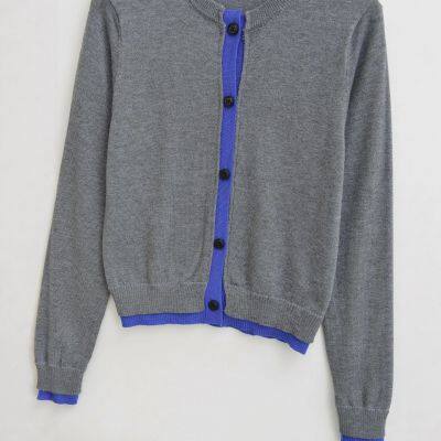 Color-blocked Fake Two-Piece Long-Sleeve Knit Sweater for Women 2025 Autumn, American Vintage Chic Slim Fit Round Neck Long-Sleeve Sweater