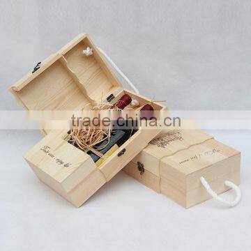 Red Wine Box Cheap Wooden Wine Boxes Pine Wood Wine Boxes for two