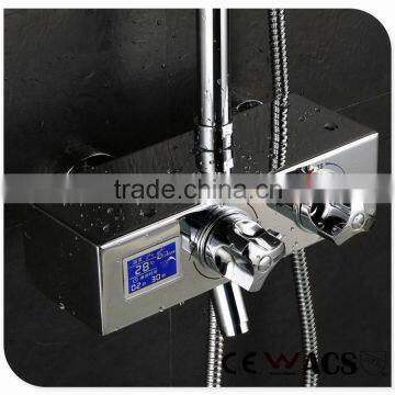 Wall Mounted Bathroom Bath Rain Thermostatic LED Shower Set
