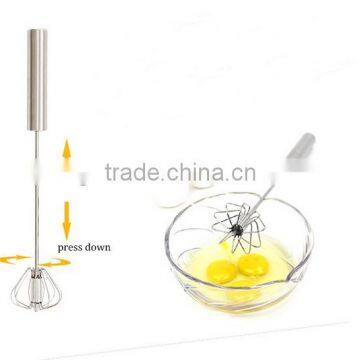 14'' Red Silicone + Stainless Steel Egg Hand Whisk Semi-auto Rotating Whisk Novelty Silicone Coated Egg Whisk photo-4