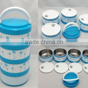 New Stainless steel Round double wall Lunch box 4 Layer