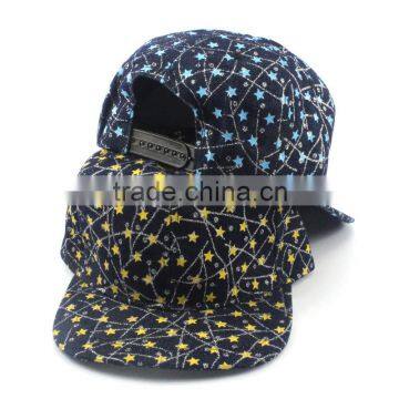 High Quality Star and Stripe Printed 6 Panels Adjustable Flat Snapback Caps