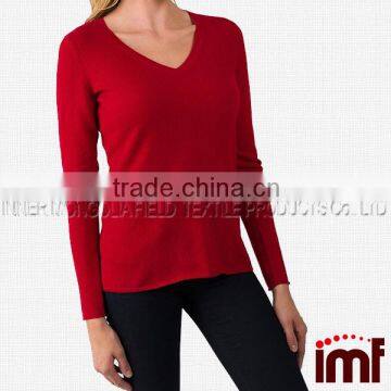 Cashmere Women's 100% Cashmere Long Sleeve Pullover V Neck Sweater