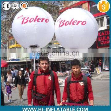 portable walking inflatable backpack ball with led lighting for advertisement