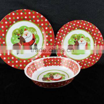 Christmas melamine dinner ware 3pcs