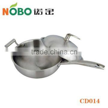 Top Quality Food Grade 304 Stainless Steel Cookng Frying Pan with Lids