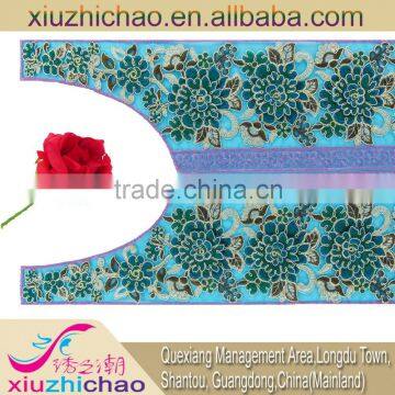 HG0049-2A Round Collar Neck Designs Kurtis Royal Blue Lace Trim photo-3