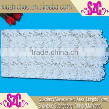 polyester african high quality white lace fabrics embroidered