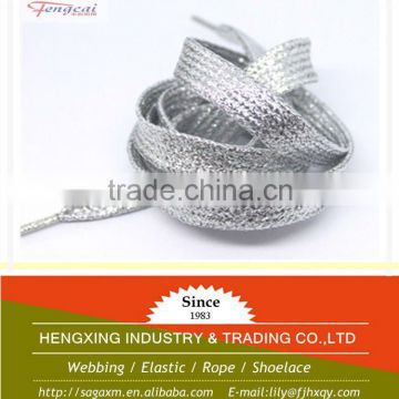 3/8 inch silver metallic shoe lace