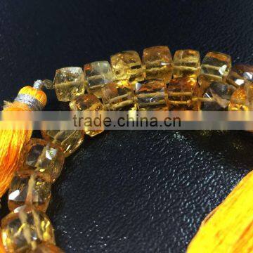 AAA+ GRADE NATURAL CITRINE QUARTZ APPROX 7X7-8X8MM BOX FACETED LOOSE BEADS