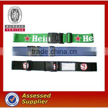 travel luggage belt with name tag